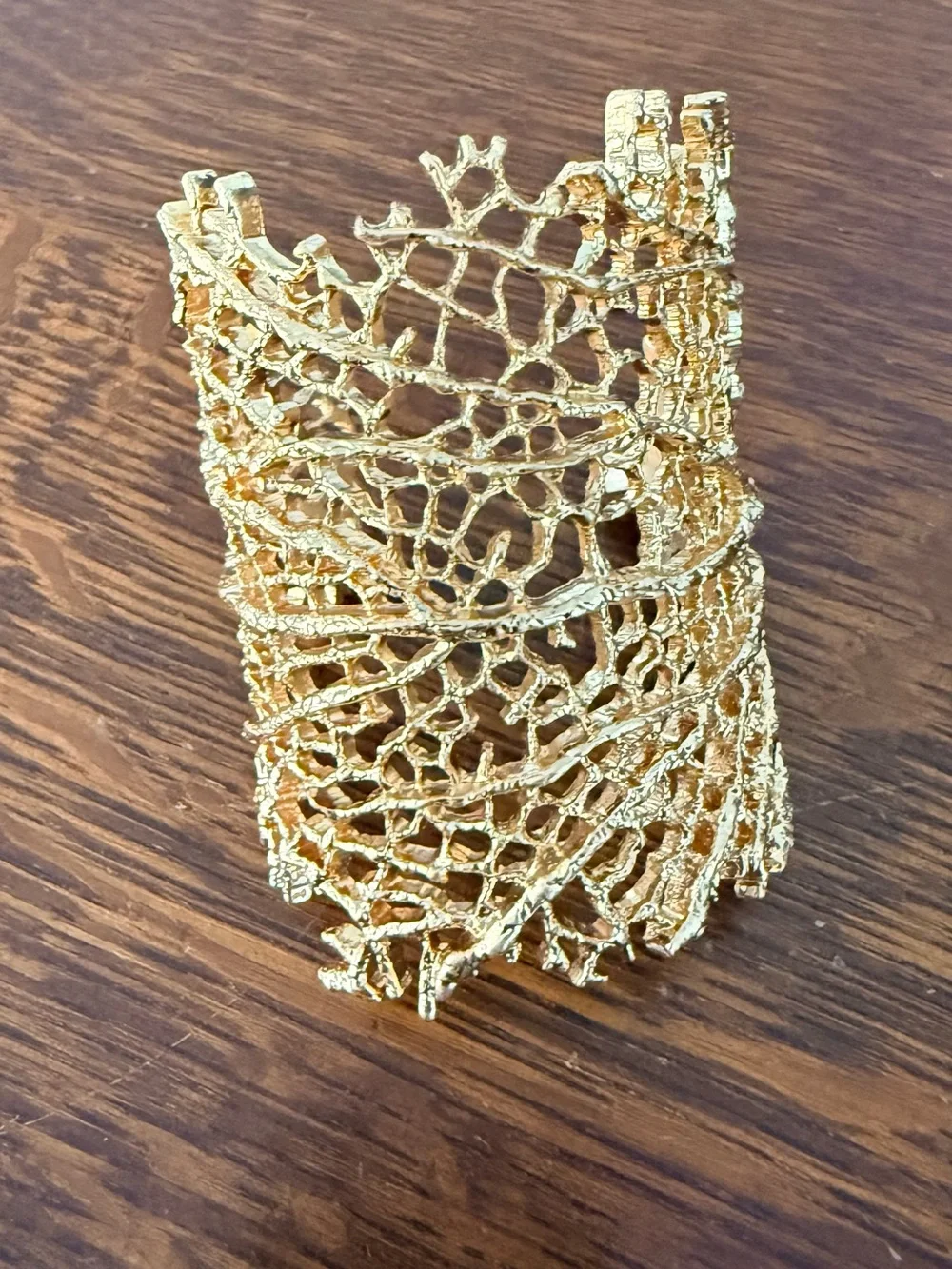 Gold Coral Lace Statement Cuff Bracelet - Picture 5 of 7